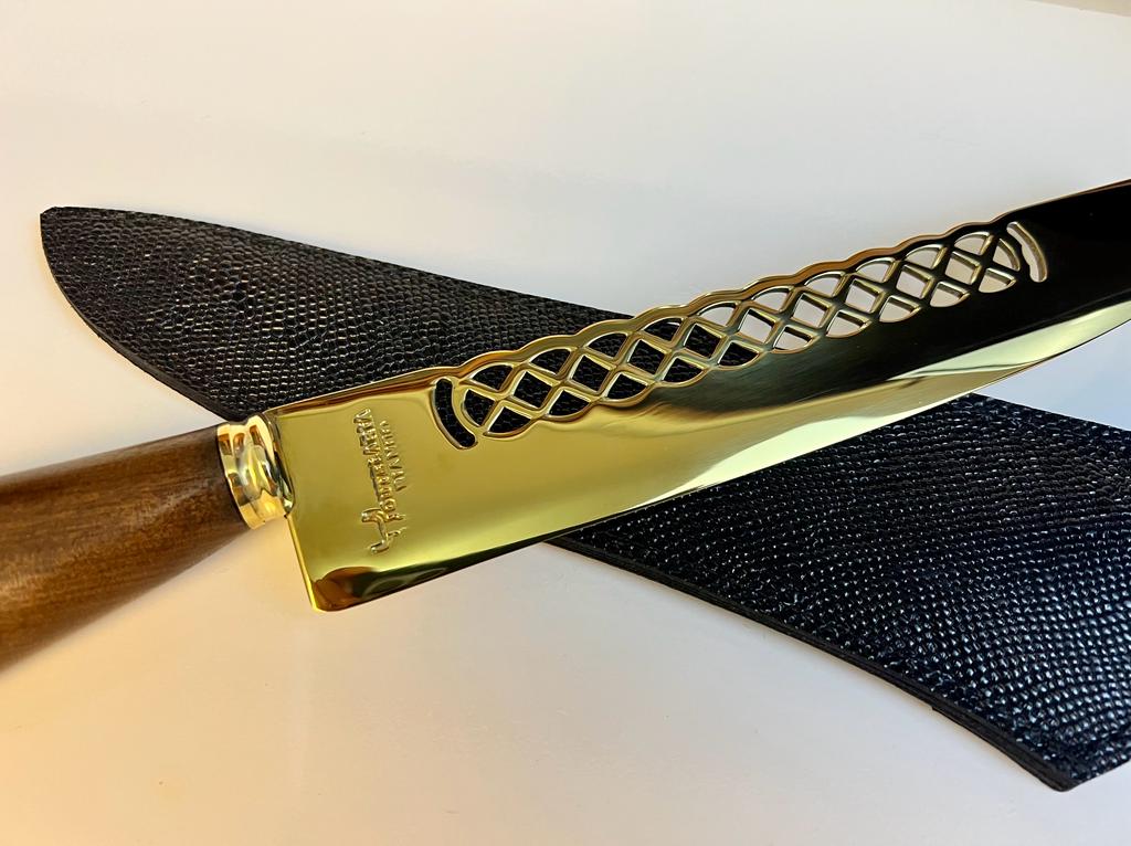 Faca Artesanal GOLD Modelo Renda - Banhada a ouro 24k